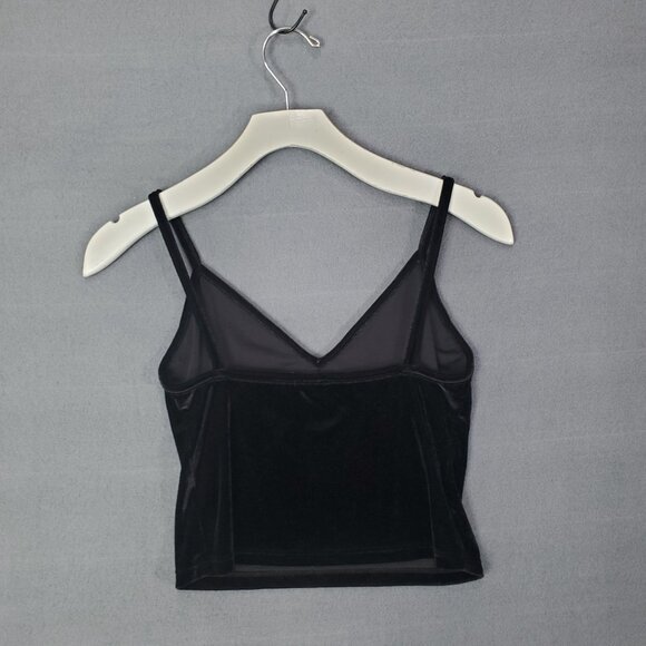 JOHN GALT Womens Crop Tank Top OS Black Velvet Italy V-Neck Goth Witch Punk Sexy - Picture 7 of 8